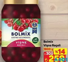 BOLMİX VİŞNE REÇELİ 1800 GR fiyat ve kampanya bilgisi